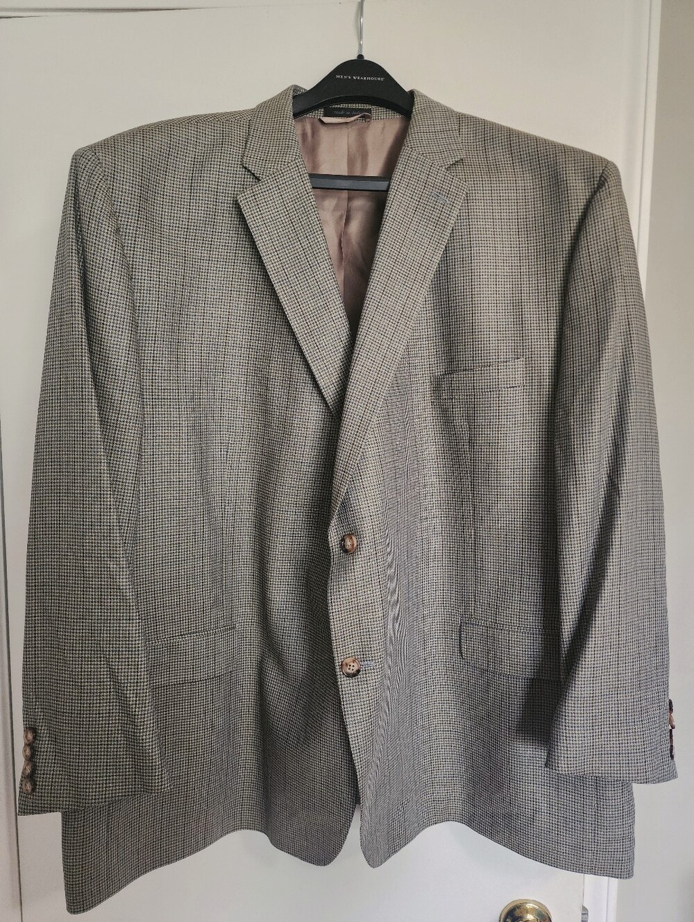 Lauren Ralph Lauren Men's Houndstooth Blazer Suit Jacket 54 R Tan Brown Gray